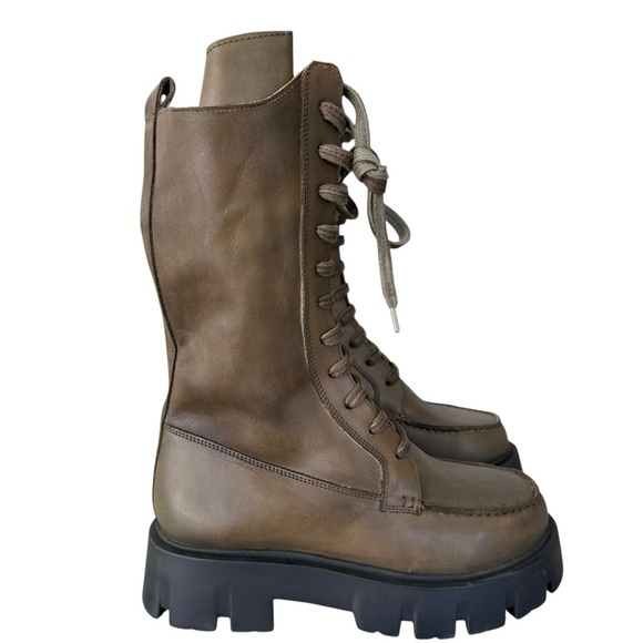 Free People Jones Lug Sole Lace Up Boots Green Size 9 NWOT - Picture 3 of 14